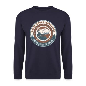 Great Smoky Mountains United States Vintage Hiking - Unisex Sweatshirt - navy - Front - Alina (178cm) & Michal (187cm)
