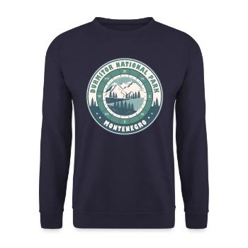 Durmitor National Park Montenegro Vintage Hiking - Unisex Sweatshirt - navy - Front - Alina (178cm) & Michal (187cm)