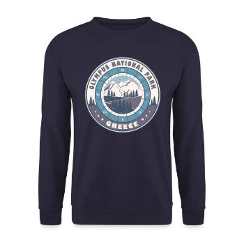 Olympus National Park Greece Vintage Hiking Design - Unisex Sweatshirt - navy - Front - Alina (178cm) & Michal (187cm)