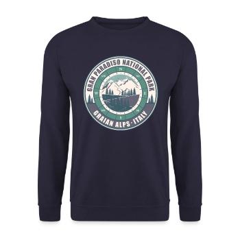 Gran Paradiso National Park Italy Vintage Hiking - Unisex Sweatshirt - navy - Front - Alina (178cm) & Michal (187cm)