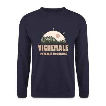 Vignemale Pyrénées Montagnes Vintage Randonnée Design - Sweat-shirt Unisexe - marine - Devant - Alina (178cm) & Michal (187cm)