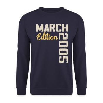 März 2005 Geburtstagsgeschenk März 2005 - Unisex Pullover - Navy - Vorne - Alina (178cm) & Michal (187cm)