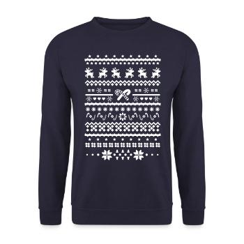 christmas sweater reindeer - Unisex Sweatshirt - navy - Front - Alina (178cm) & Michal (187cm)