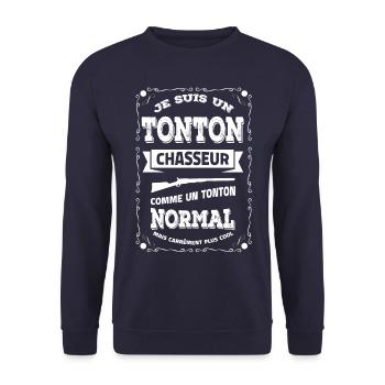 TONTON CHASSEUR ET PLUS COOL - Sweat-shirt Unisexe - marine - Devant - Alina (178cm) & Michal (187cm)
