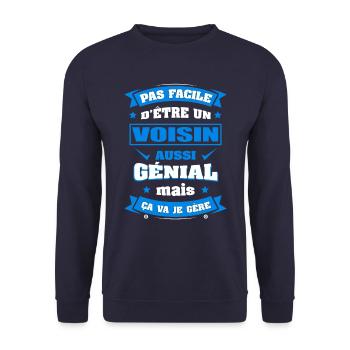 VOISIN GÉNIAL - Sweat-shirt Unisexe - marine - Devant - Alina (178cm) & Michal (187cm)