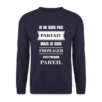 JE SUIS FROMAGER - Sweat-shirt Unisexe - marine - Devant - Alina (178cm) & Michal (187cm)