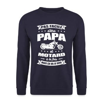 PAPA MOTARD - Sweat-shirt Unisexe - marine - Devant - Alina (178cm) & Michal (187cm)