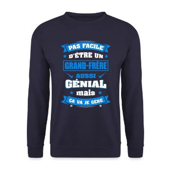 GRAND-FRÈRE GÉNIAL - Sweat-shirt Unisexe - marine - Devant - Alina (178cm) & Michal (187cm)