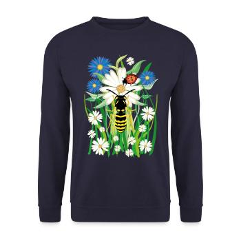 25 flowers bee ladybug meadow - Unisex Sweatshirt - navy - Front - Alina (178cm) & Michal (187cm)