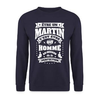 NOM - PRÉNOM - MARTIN - Sweat-shirt Unisexe - marine - Devant - Alina (178cm) & Michal (187cm)