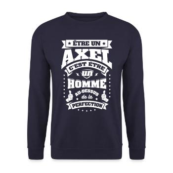 NOM - PRÉNOM - AXEL - Sweat-shirt Unisexe - marine - Devant - Alina (178cm) & Michal (187cm)