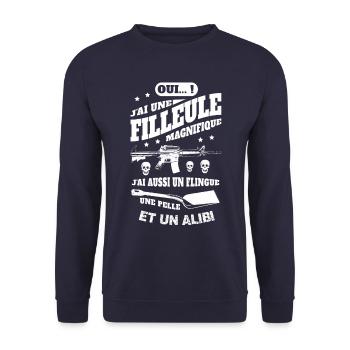 J'AI UNE FILLEULE MAGNIFIQUE - Sweat-shirt Unisexe - marine - Devant - Alina (178cm) & Michal (187cm)