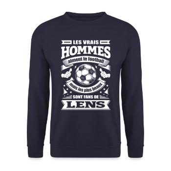 LES VRAIS HOMMES SONT FANS DE LENS - Sweat-shirt Unisexe - marine - Devant - Alina (178cm) & Michal (187cm)