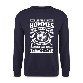 LES VRAIS HOMMES SONT FANS DE CLERMONT - Sweat-shirt Unisexe - marine - Devant - Alina (178cm) & Michal (187cm)