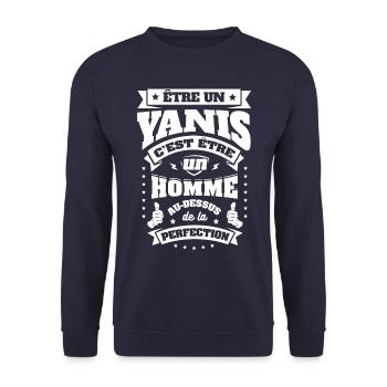 NOM - PRÉNOM - YANIS - Sweat-shirt Unisexe - marine - Devant - Alina (178cm) & Michal (187cm)