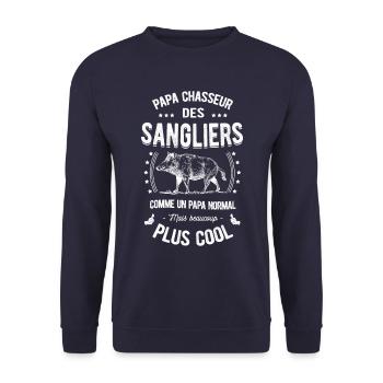 PAPA CHASSEUR DES SANGLIERS - Sweat-shirt Unisexe - marine - Devant - Alina (178cm) & Michal (187cm)