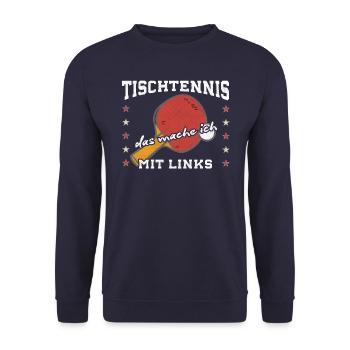 Tischtennis mit links - Tischtennisspieler - Unisex Pullover - Navy - Vorne - Alina (178cm) & Michal (187cm)