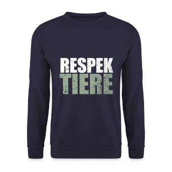 Ich Respektiere Tiere Tierschutz Vegan - Unisex Pullover - Navy - Vorne - Alina (178cm) & Michal (187cm)