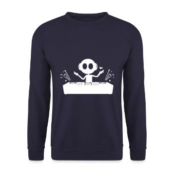 DJ Turntables Lustig - Unisex Pullover - Navy - Vorne - Alina (178cm) & Michal (187cm)