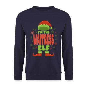 Kellnerin Weihnachtself - Unisex Pullover - Navy - Vorne - Alina (178cm) & Michal (187cm)