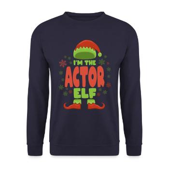 Schauspieler Weihnachtself - Unisex Pullover - Navy - Vorne - Alina (178cm) & Michal (187cm)