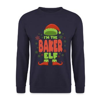 Bäcker Weihnachtself - Unisex Pullover - Navy - Vorne - Alina (178cm) & Michal (187cm)