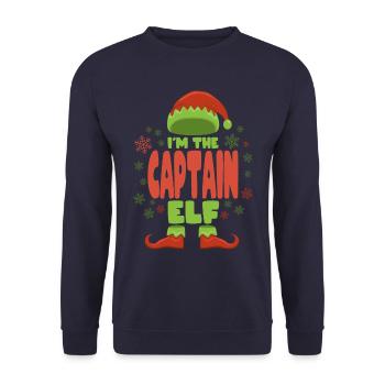 Kapitän Weihnachtself - Unisex Pullover - Navy - Vorne - Alina (178cm) & Michal (187cm)