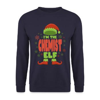 Chemiker Weihnachtself - Unisex Pullover - Navy - Vorne - Alina (178cm) & Michal (187cm)