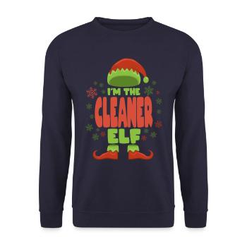 Reinigungskraft Weihnachtself - Unisex Pullover - Navy - Vorne - Alina (178cm) & Michal (187cm)