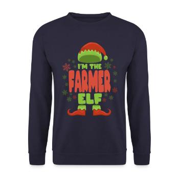 Landwirt Weihnachtself - Unisex Pullover - Navy - Vorne - Alina (178cm) & Michal (187cm)