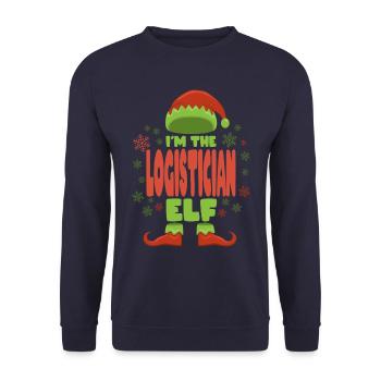 Logistician Christmas Elf - Unisex Sweatshirt - navy - Front - Alina (178cm) & Michal (187cm)