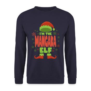 Mangaka Weihnachtself - Unisex Pullover - Navy - Vorne - Alina (178cm) & Michal (187cm)