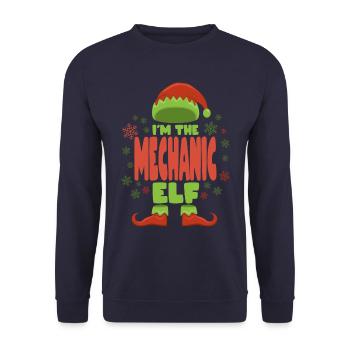 Mechaniker Weihnachtself - Unisex Pullover - Navy - Vorne - Alina (178cm) & Michal (187cm)