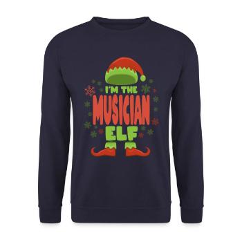 Musiker Weihnachtself - Unisex Pullover - Navy - Vorne - Alina (178cm) & Michal (187cm)