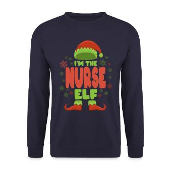 Krankenschwester Weihnachtself - Unisex Pullover - Navy - Vorne - Alina (178cm) & Michal (187cm)