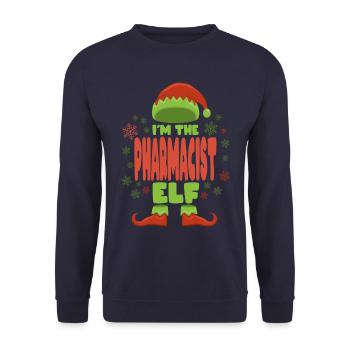 Apotheker Weihnachtself - Unisex Pullover - Navy - Vorne - Alina (178cm) & Michal (187cm)