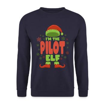 Pilot Christmas Elf - Unisex Sweatshirt - navy - Front - Alina (178cm) & Michal (187cm)