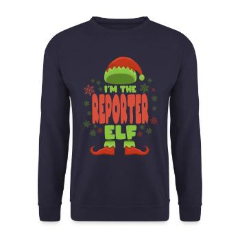 Reporter Christmas Elf - Unisex Sweatshirt - navy - Front - Alina (178cm) & Michal (187cm)
