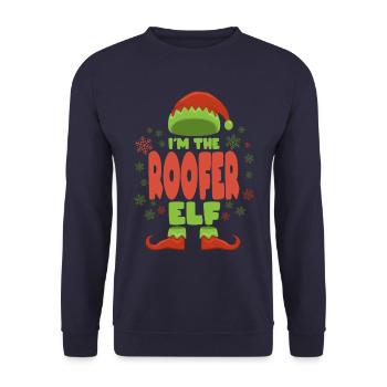 Roofer Christmas Elf - Unisex Sweatshirt - navy - Front - Alina (178cm) & Michal (187cm)