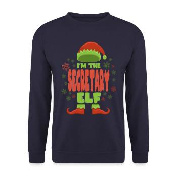 Sekretärin Weihnachtself - Unisex Pullover - Navy - Vorne - Alina (178cm) & Michal (187cm)