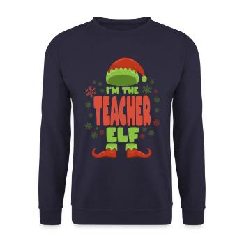Professeur lutin de Noël - Sweat-shirt Unisexe - marine - Devant - Alina (178cm) & Michal (187cm)