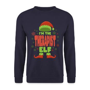 Therapeut Weihnachtself - Unisex Pullover - Navy - Vorne - Alina (178cm) & Michal (187cm)
