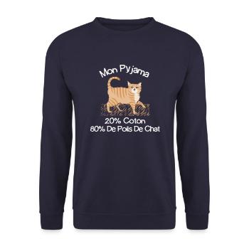 Pyjama De Poils De Chat Humour - Sweat-shirt Unisexe - marine - Devant - Alina (178cm) & Michal (187cm)