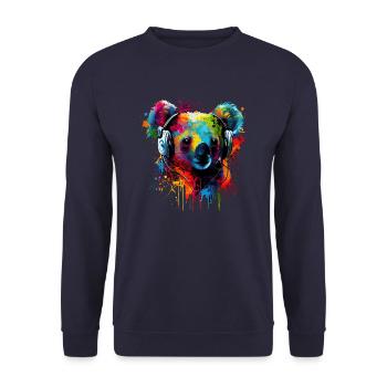 Koala bear with headphones - Unisex Sweatshirt - navy - Front - Alina (178cm) & Michal (187cm)
