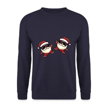 Santa Weihnachtsmann Team Lustig - Unisex Pullover - Navy - Vorne - Alina (178cm) & Michal (187cm)