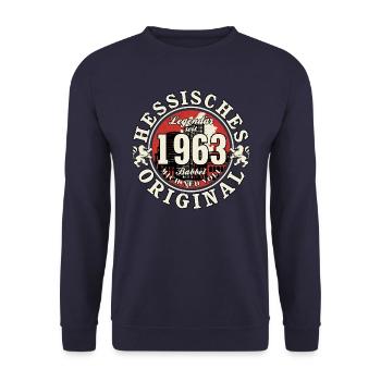 60. Geburtstag 2023 Hessisches Original Geschenk - Unisex Pullover - Navy - Vorne - Alina (178cm) & Michal (187cm)