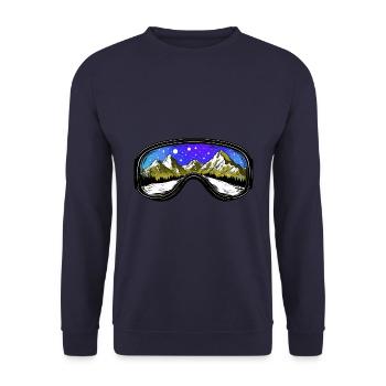 Ski Brille Berge Symbol - Unisex Pullover - Navy - Vorne - Alina (178cm) & Michal (187cm)
