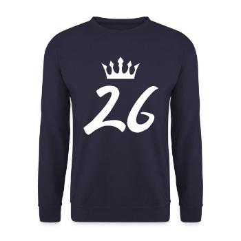 26 Zahl Krone - Unisex Pullover - Navy - Vorne - Alina (178cm) & Michal (187cm)