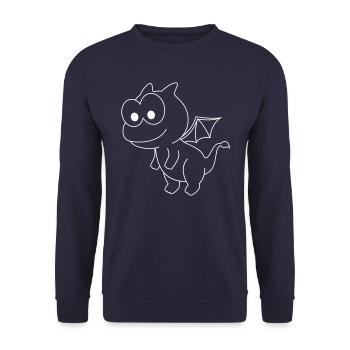 Drache Comic Tier - Unisex Pullover - Navy - Vorne - Alina (178cm) & Michal (187cm)