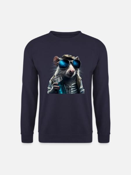 Eine Ratte mit Gläsern und einem mysteriösen Getränk - Unisex Pullover - Navy